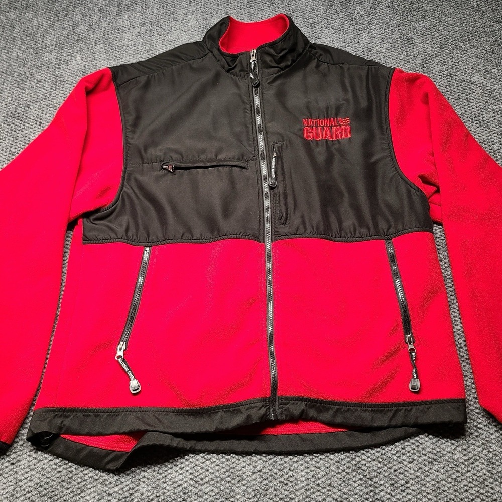 Vintage National Guard Mens Fleece Jacket Size XXL Red  Black Full Zip Gorp core